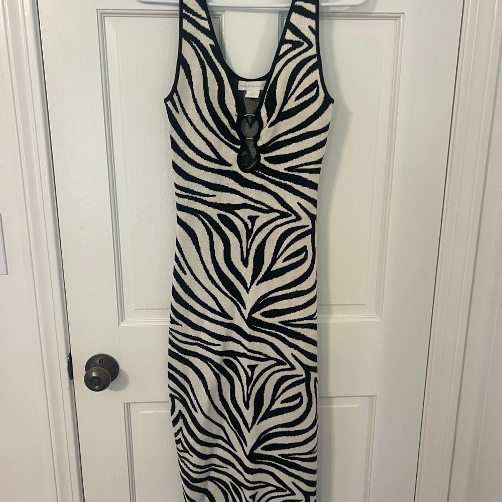 House of Harlow 1960 Black and White Zebra Midi Dress
